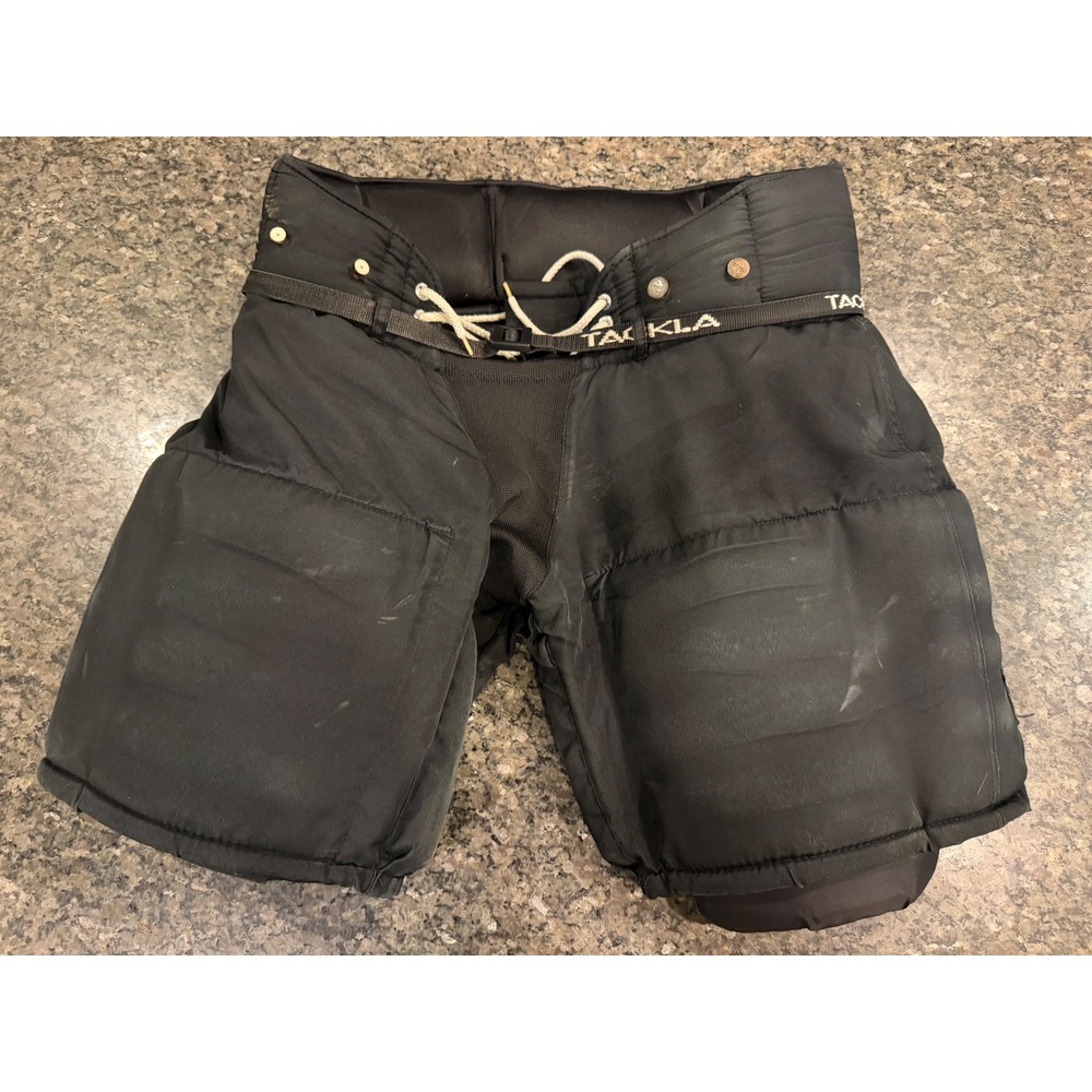 Tackla Ice Hockey Pants Black Padded Breezers Lace Up Buckle Belt Vintage Large